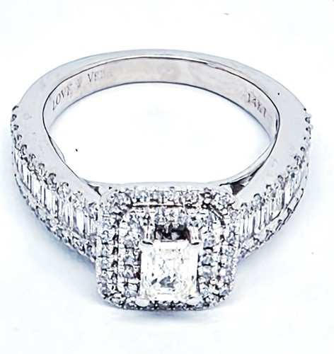 VERA WANG LOVE 14K GOLD 1 CT DIAMOND SAPPHIRE ENGAGEMENT RING SIZE 6 - Picture 4 of 10