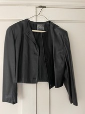 RARE Vintage Designer Zack Carr Black Leather Jacket Size 10 Coat Calvin Klein