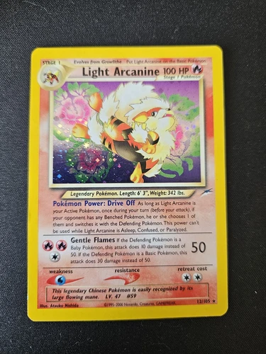 Pokémon TCG Light Arcanine Neo Destiny 12 Holo Unlimited Holo Rare LP/MP Creased