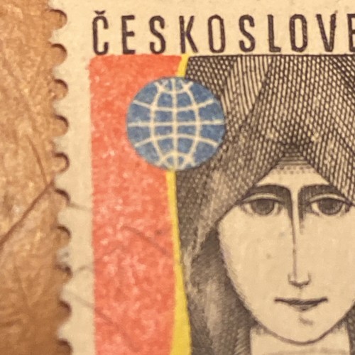 Francobollo Ceskoslovensko 30 francobollo viso ragazza rosso 1975 Ivan Schumann - Foto 3 di 8