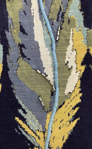 Coldwater Creek 1X Blue Feather Embroidered Beaded Lagenlook Top - Picture 6 of 7
