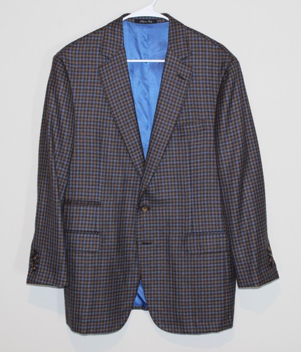 Sartoria Castangia 100% Kaschmir Karo Blazer Sport Mantel Bespoke Italy 52 US 42R