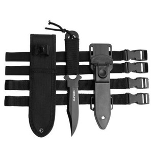 Scuba Diving Knife W Leg Straps 2 Pairs Black Tactical Types Sheath Stainless St