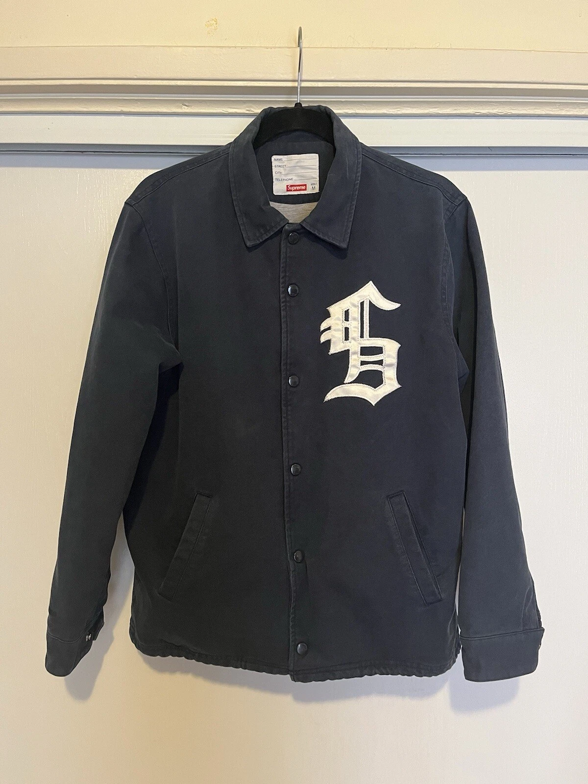 Veste d'entraîneur en toile Supreme 2012 homme moyen M coton vintage champion marine