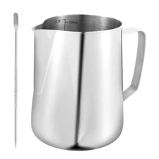900ml Stainless Steel Milk Frothing Pitcher with Measurement Marks 32oz Steam...