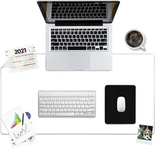 Clear Office Desk Pad 32 x 16 Durable Desk Protector Non-Slip Base + Mouse Pad