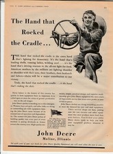 Original 1943 John Deere Tractor Magazine Ad 'The Hand that Rocked the Cradle'
