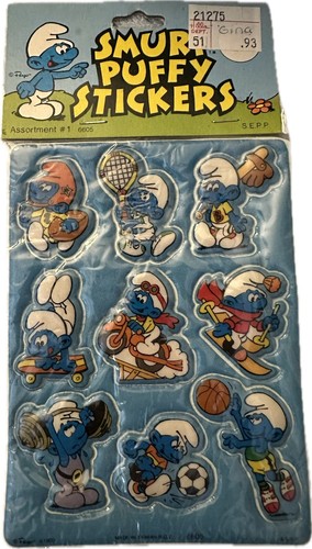Vintage Smurf Smurfs Puffy Stickers New In Package 1981 Assortment # 1 - 第 1/6 張圖片
