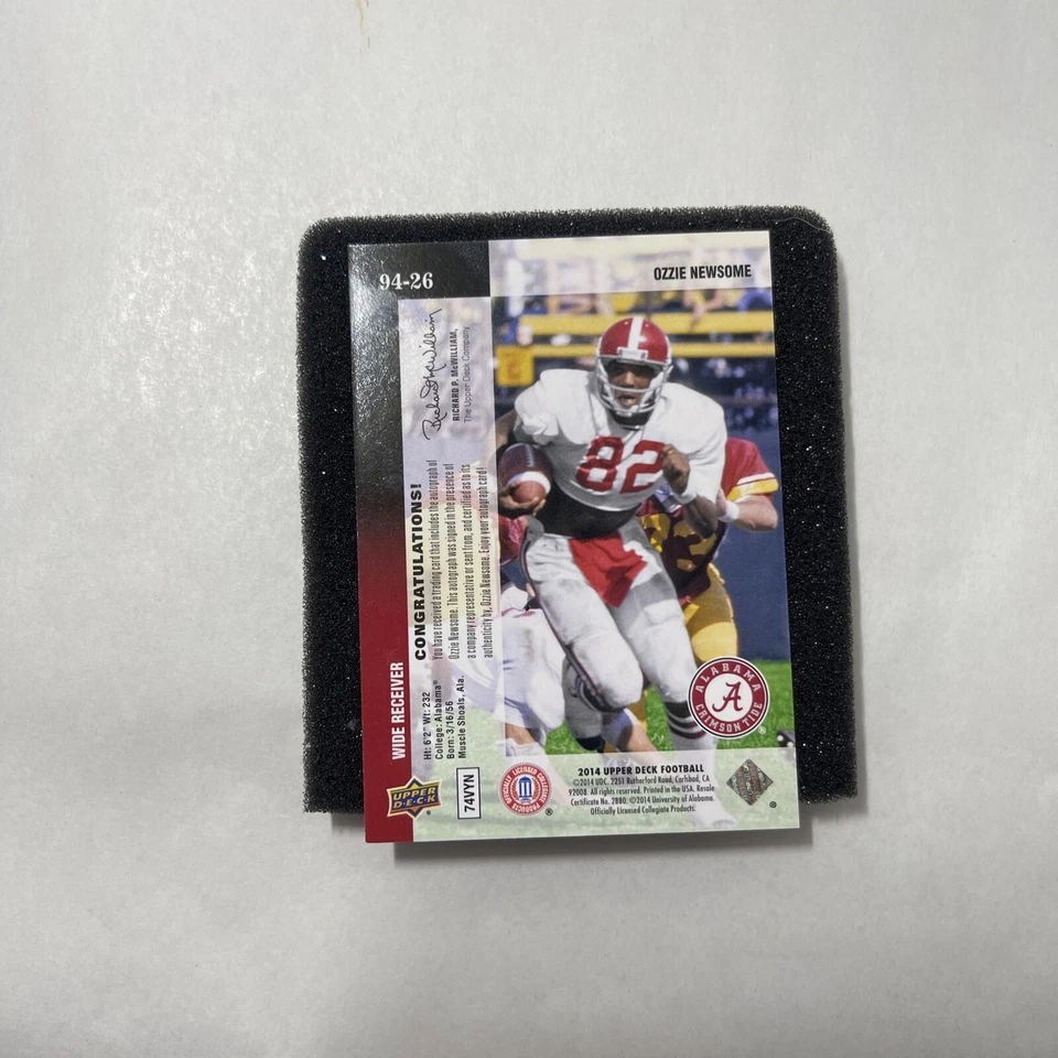 2014 Upper Deck Tribute Card #94-26 Ozzie Newsome auto HOF Alabama Crimson Tide - Image 4 of 4