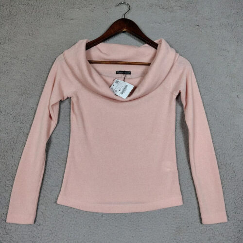 Zara Basic Top Women Small Blush Pink Knit Off-Shoulder Long Sleeve Sweater NWT
