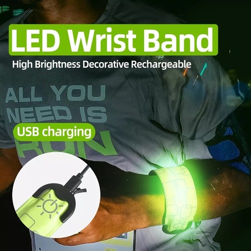 LED Slap Wristband Night Running Safety Glowing Bracelet Luminous Armband Strap - Picture 4 of 23