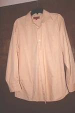 Bergamo New York Men's Fitted Long Sleeve Button Peach Shirt 16-16.5 L & 32-33 