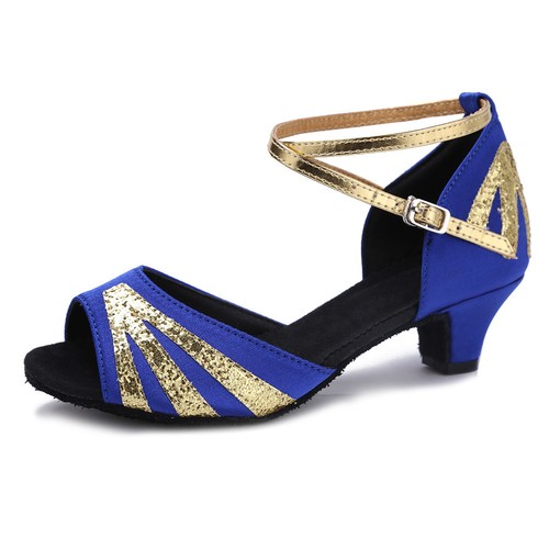 Girls Kids Ballroom Latin Dance Shoes Low Heel Children Women Tango Salsa Shoes - Picture 16 of 20