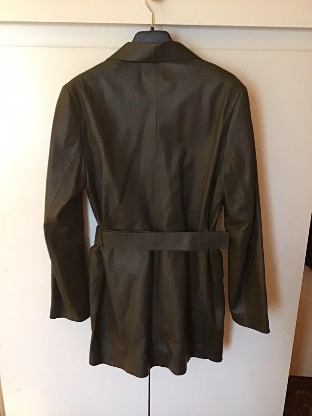 Rare Beautiful Designer Massimo Dutti Leather Coat- Fits Uk 12 image 4