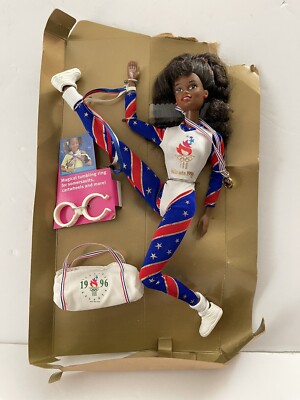 Vintage 1995 Olympic Gymnast African American Barbie Doll Atlanta
