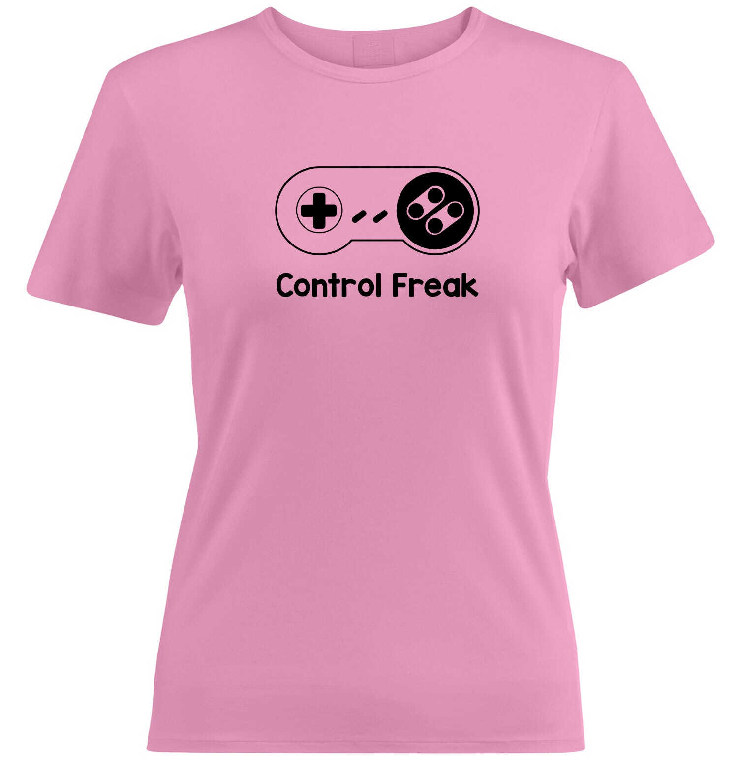 Juniors Girl Women Tee T-Shirt Custom Gift Control Freak SNES Super Retro Gaming