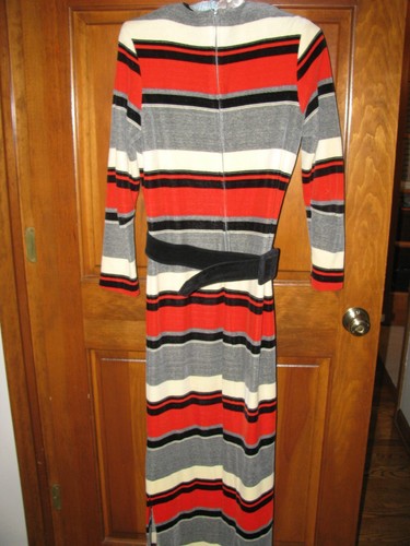 Vintage TONI TODD Damen Gr.10 gestreiftes Velour langes Kleid 70er TOP - Bild 5 von 7