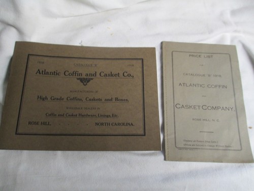 1918 ATLANTIC COFFIN & CASKET CO.CATALOG AND PRICE GUIDE ROSE HILL,NC