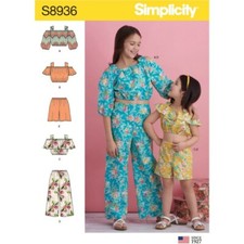 Simplicity Sewing Pattern 8936 Children's & Girl's Summery Co-Ord Top & Shorts