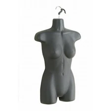 New 1 Female Dress Mannequin Form (Hard Plastic / Black) with Hook for Hanging 