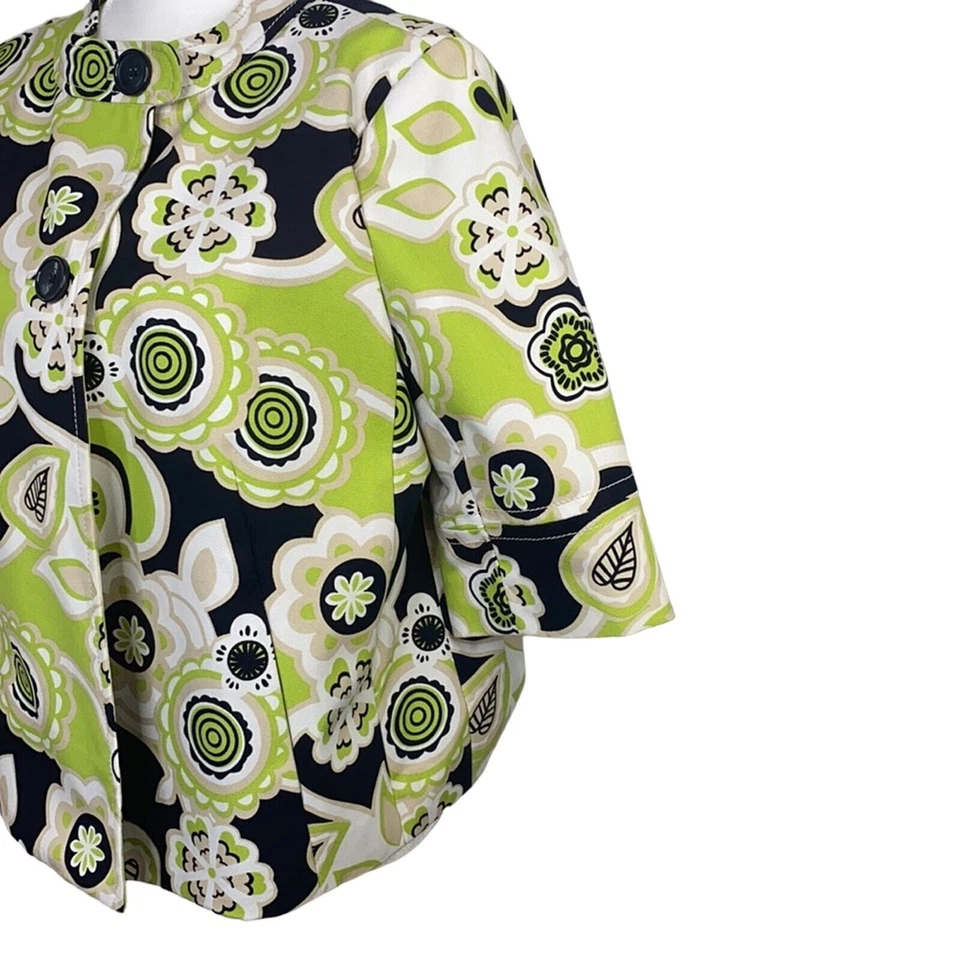 Chaqueta Blazer Recortada Madison Para Mujer Talla S Verde Negra Multi Floral Manga 3/4 Foto 4 de 4
