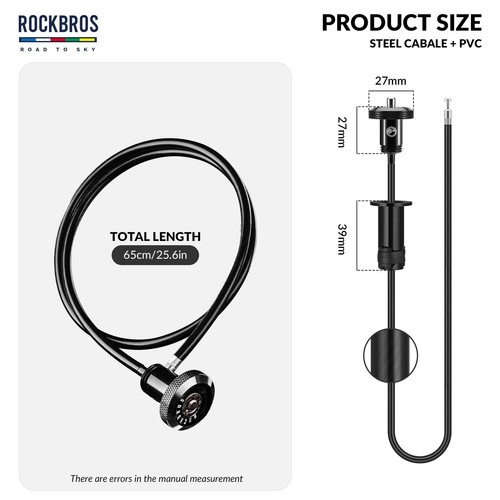 ROCKBROS Road-to-Sky Mini lucchetto a cavo come tappo manubrio lucchetto casco portatile DHL - Foto 5 di 7