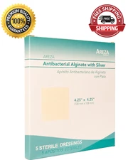 Silver Alginate Antibacterial Alginate with Silver 4.25x4.25" Sterile 5 Woun..."