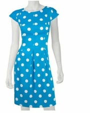 Womens AB Studio Polka Dot Dress Blue Sz 4