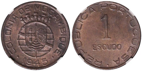 Mozambique 1945 Escudo MS63 BN NGC KM# 74