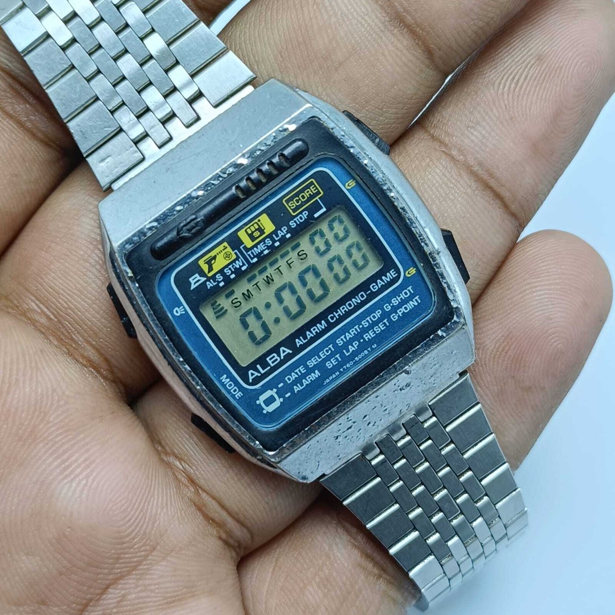 Vintage Seiko Alba Game Watch 1981 Sega Gunman ALARM CHRONO