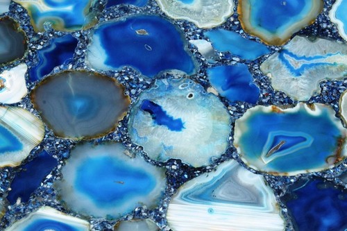 Handmade Semi precious Blue Agate stone coffee Only table top Home Decorative - Picture 5 of 6