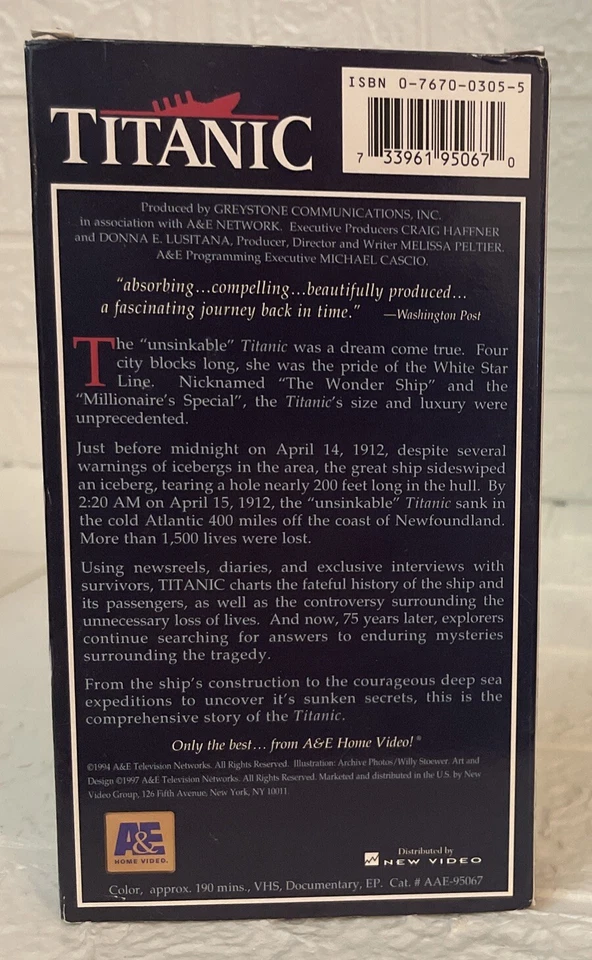 Titanic (VHS 1994) Documentary 190 mins -A&E Home Video -VGC - FSH! - Image 2 of 4