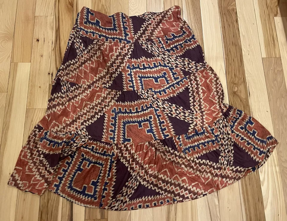 FALDA RALPH LAUREN CHAPS MUJER ESTAMPADO SUROESTE 4 NIVELES 100% ALGODÓN Talla 1X Foto 2 de 4