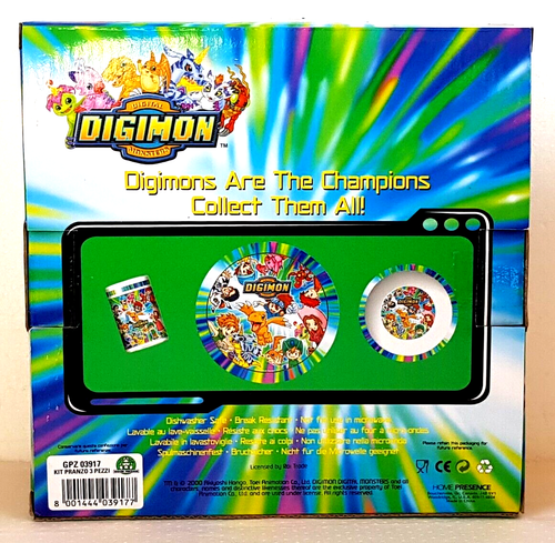 Digimon "Set Pranzo 3 Pezzi: Piatto Piano, Fondo e Bicchiere" - Imagen 3 de 6