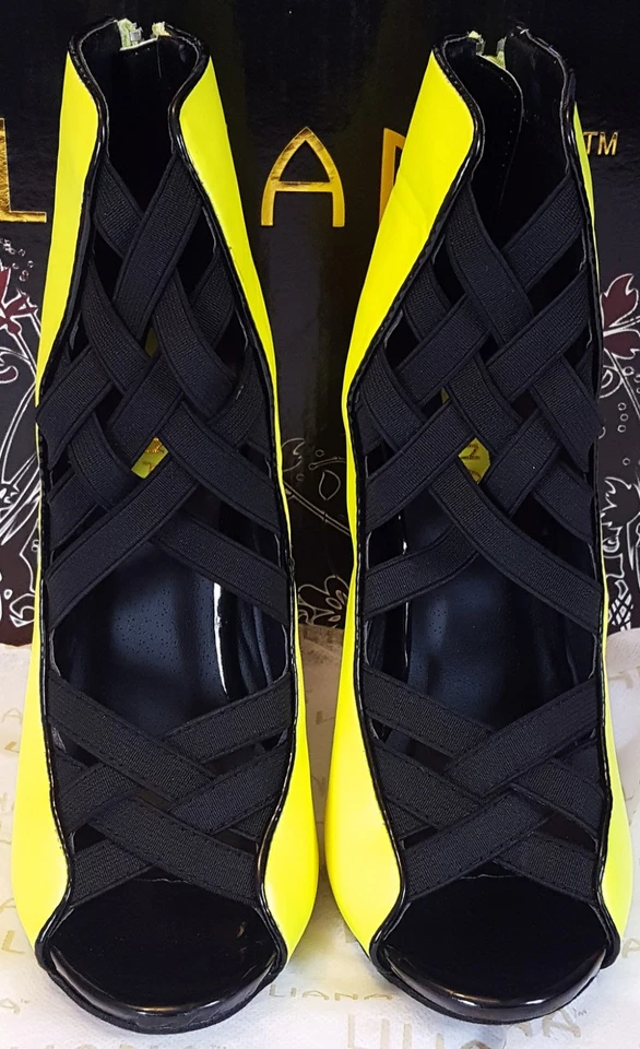 LILIANA 黄色 RIVA 3 Peeptoe CRISS 十字架带 4.5 英寸高跟鞋 6.5 — 第 2/4 张图片