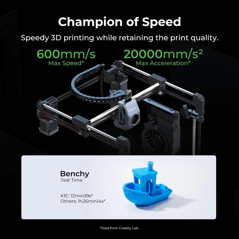Impresora 3D Creality K1C hasta 600 mm/s velocidad rápida, impresión confiable de fibra de carbono Foto 4 de 4