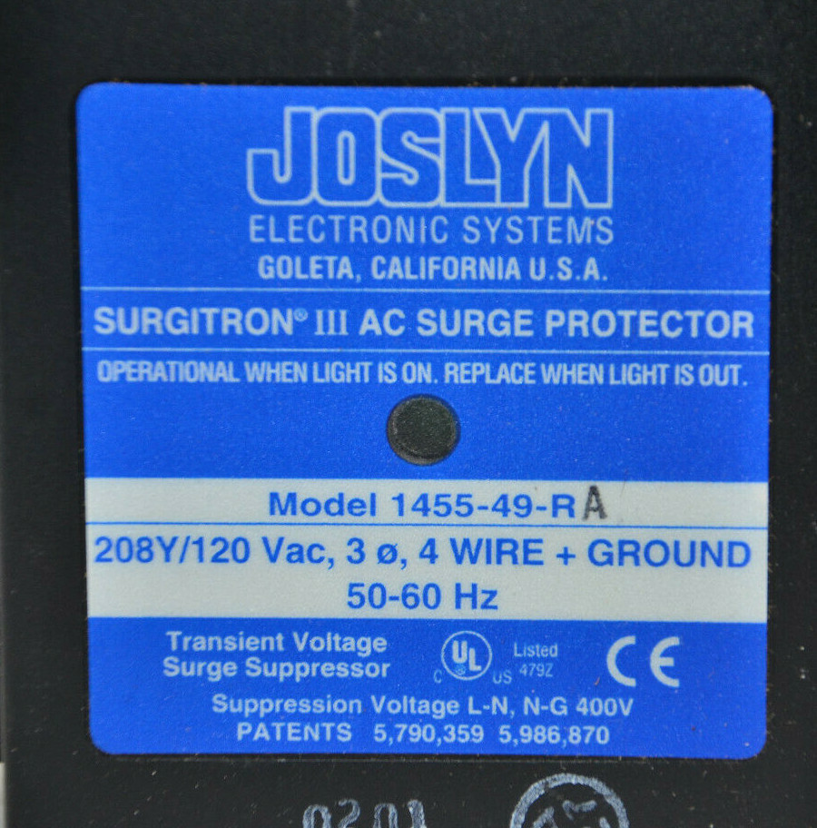 1455-49-RA Joslyn Electronic 208Y/120VAC 4 Wire Transient Surge 