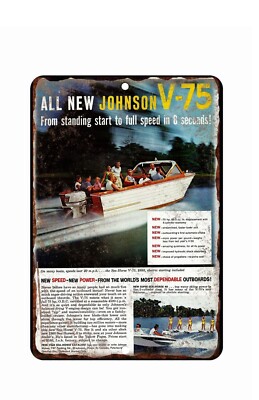 Johnson Boat Motors Advertising Metal Tin Sign 8x12 Disrtressed Art ...