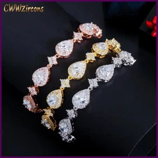 CWWZircons Top Bling Big Water Drop Cubic Zirconia Rose Gold Color Tennis