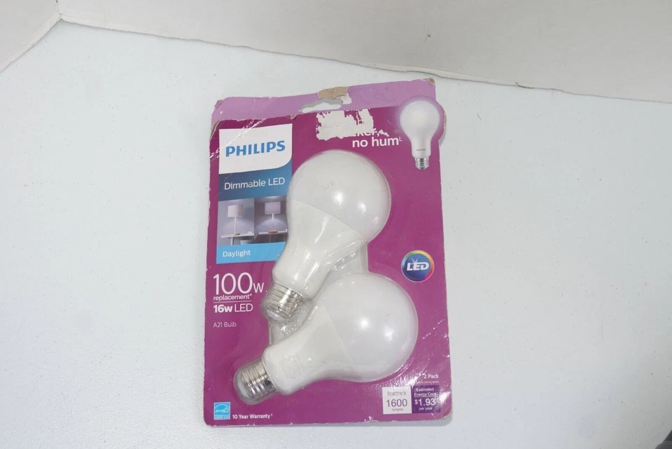 2 Philips 100W Light Bulb A21 LED E26 Daylight Dimmable 100 Watt 16A21/PER/850/P - Image 3 of 4