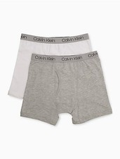 Calvin Klein Boys 2 Pack Cotton Stretch Boxer Briefs in Grey  White Size M