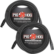 Pig Hog PHM50 Series 50' XLR Microphone Cables 2-Pack Black 