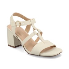 Women's Journee Collection Merisol Block Heel Strappy Dress Sandals Bone SZ 10