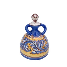 Vintage Spanish Pottery Folk Art Bell Lady Hand Made and Painted ESPANA 4 1/2" T