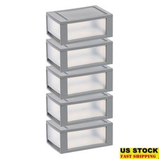 Stackable Storage Bins Under Bed Drawer Organizers Modular 5Pk Durable Plastic