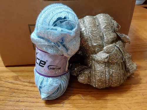 Ice Yarns Samba Ribbon Yarn Blue Gray/Brown w Silver 2 Skeins - Picture 2 of 4
