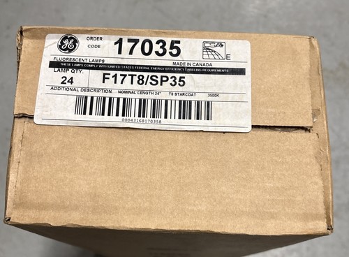 GE F17/T8/SP35 # 17035 3500K 17W 24” USA Fluorescent Bulb *NEW *Case of 24-pcs - Picture 1 of 3