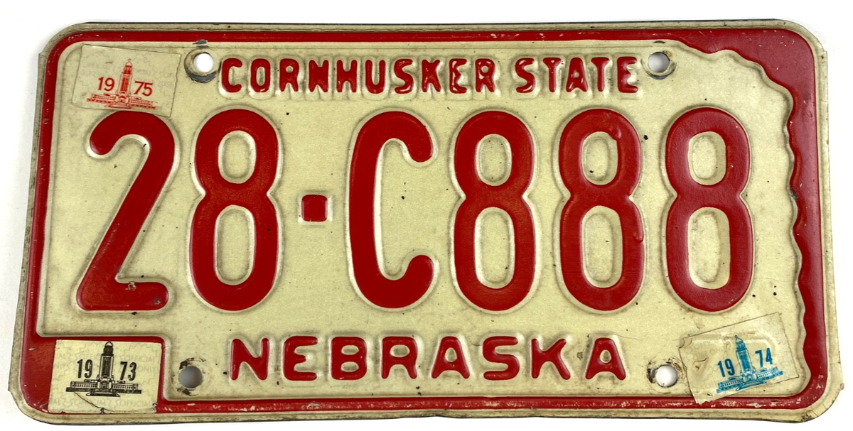 nebraska tobacco license Vintage Nebraska 1972 1975 Auto License Plate 28-C888 Hamilton Co Pub Wall  Decor
