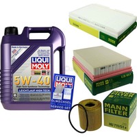 Mann Inspektionspaket 5L Liqui Moly 5W-40 FüR Peugeot 307 1.6 16V 1.4