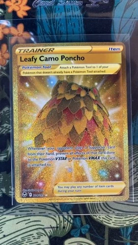 Pokemon Leafy Camo Poncho 214/195 Gold Secret Rare Silver Tempest 2022 -A472